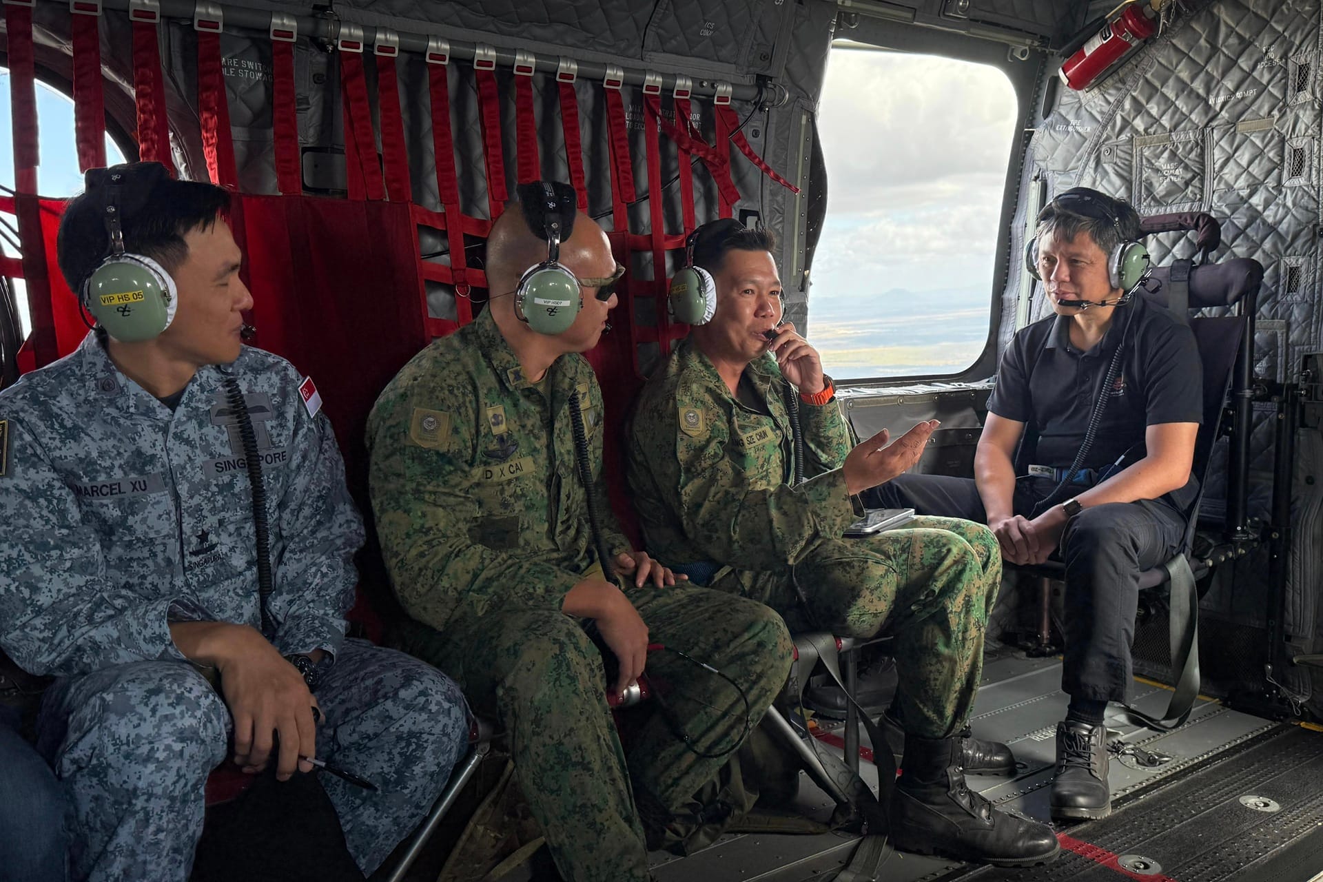 Mr Chan flew on board the RSAF CH-47F Chinook helicopter and observed the expanded SWBTA.